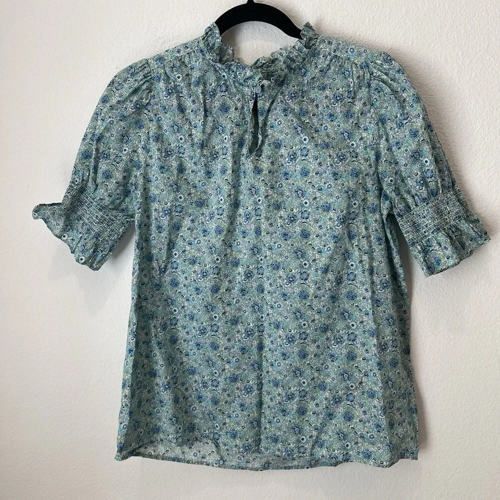 J Crew Liberty Fabric Amelie Floral Puff-sleeve Top S Cottagecore Prairie